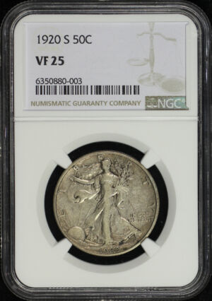 Obverse of this 1920-S Walking Liberty Half Dollar NGC VF-25