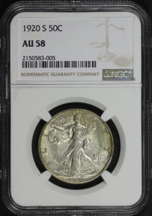 Obverse of this 1920-S Walking Liberty Half Dollar NGC AU-58