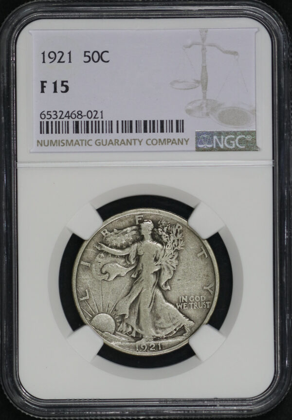 Obverse of this 1921 Walking Liberty Half Dollar NGC F-15