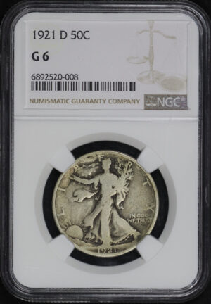 Obverse of this 1921-D Walking Liberty Half Dollar NGC G-6