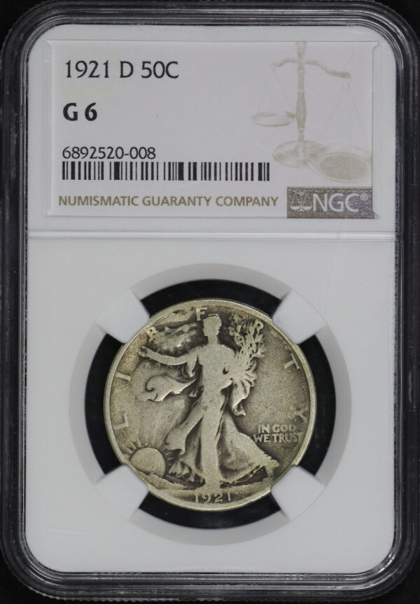 Obverse of this 1921-D Walking Liberty Half Dollar NGC G-6