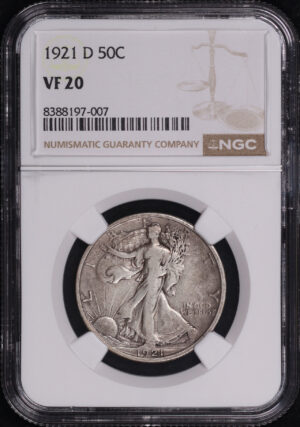 Obverse of this 1921-D Walking Liberty Half Dollar NGC VF-20