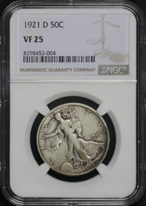 Obverse of this 1921-D Walking Liberty Half Dollar NGC VF-25