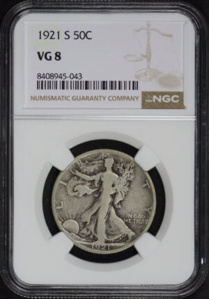 Obverse of this 1921-S Walking Liberty Half Dollar NGC VG-8