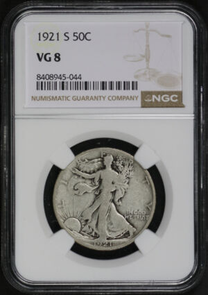 Obverse of this 1921-S Walking Liberty Half Dollar NGC VG-8