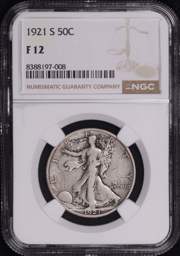 Obverse of this 1921-S Walking Liberty Half Dollar NGC F-12