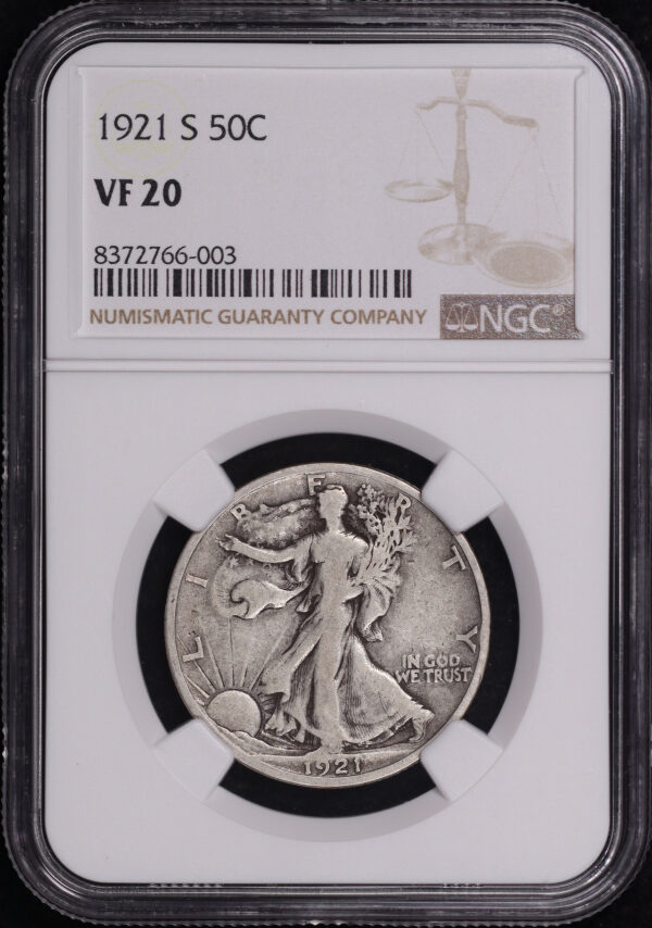Obverse of this 1921-S Walking Liberty Half Dollar NGC VF-20
