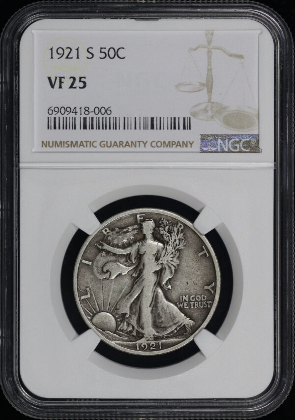 Obverse of this 1921-S Walking Liberty Half Dollar NGC VF-25