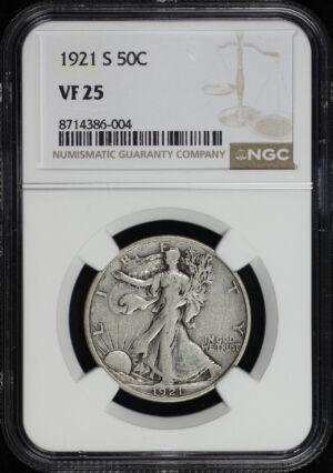 Obverse of this 1921-S Walking Liberty Half Dollar NGC VF-25