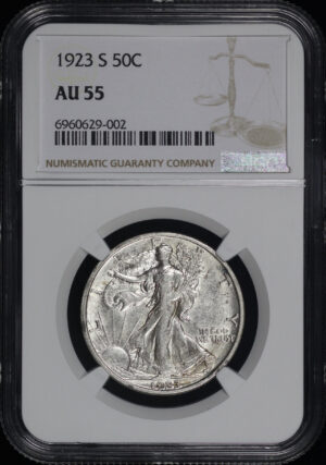 Obverse of this 1923-S Walking Liberty Half Dollar NGC AU-55