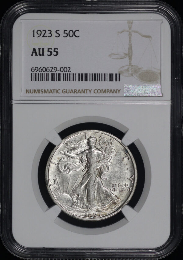Obverse of this 1923-S Walking Liberty Half Dollar NGC AU-55