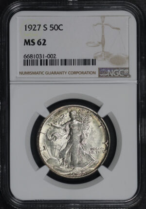 Obverse of this 1927-S Walking Liberty Half Dollar NGC MS-62