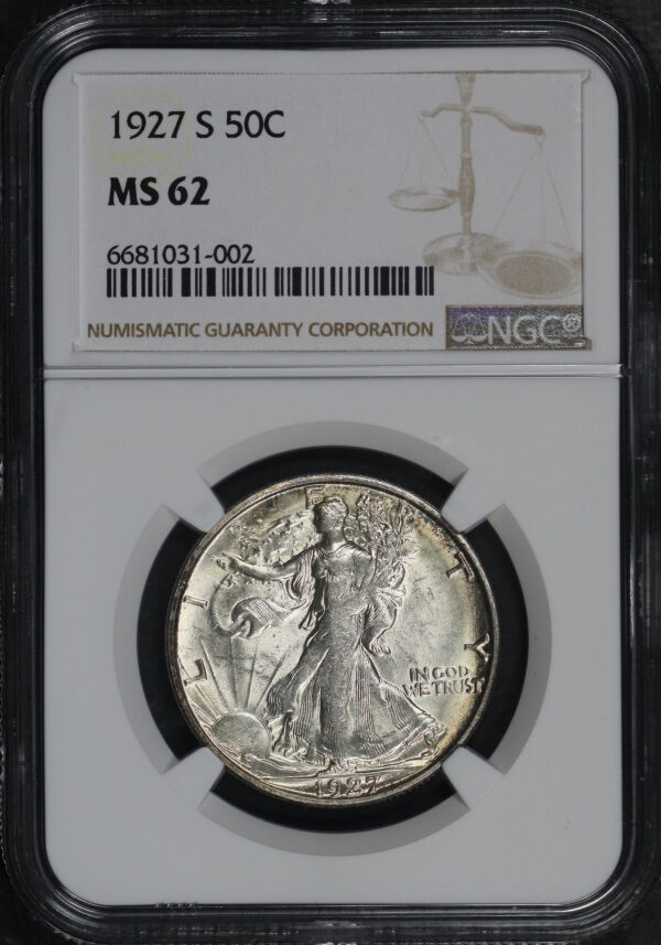 Obverse of this 1927-S Walking Liberty Half Dollar NGC MS-62