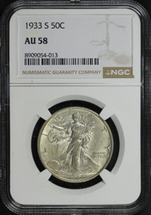 Obverse of this 1933-S Walking Liberty Half Dollar NGC AU-58