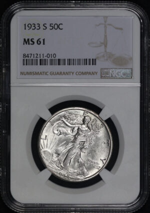 Obverse of this 1933-S Walking Liberty Half Dollar NGC MS-61