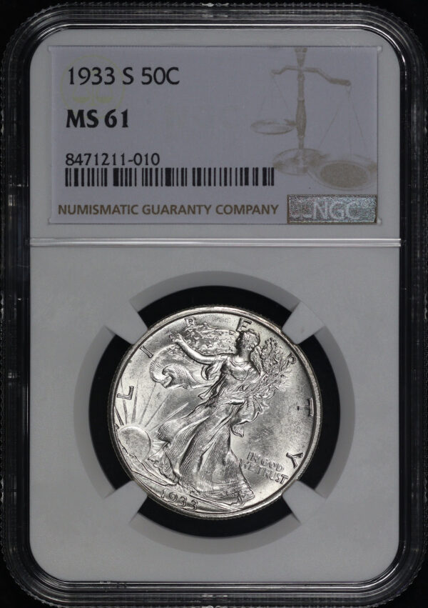 Obverse of this 1933-S Walking Liberty Half Dollar NGC MS-61