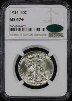 Obverse of this 1934 Walking Liberty Half Dollar NGC MS-67+ CAC