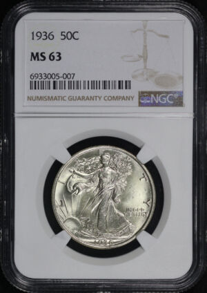 Obverse of this 1936 Walking Liberty Half Dollar NGC MS-63