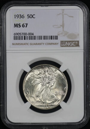 Obverse of this 1936 Walking Liberty Half Dollar NGC MS-67