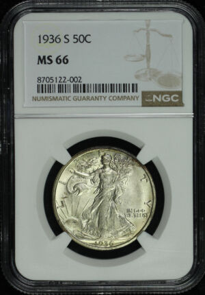 Obverse of this 1936-S Walking Liberty Half Dollar NGC MS-66