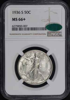 Obverse of this 1936-S Walking Liberty Half Dollar NGC MS-66+ CAC