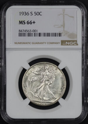 Obverse of this 1936-S Walking Liberty Half Dollar NGC MS-66+