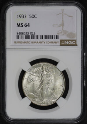Obverse of this 1937 Walking Liberty Half Dollar NGC MS-64