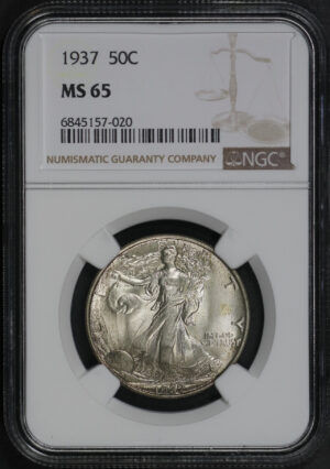Obverse of this 1937 Walking Liberty Half Dollar NGC MS-65