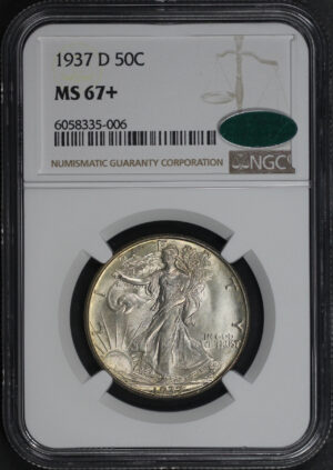 Obverse of this 1937-D Walking Liberty Half Dollar NGC MS-67+ CAC