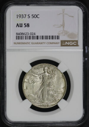 Obverse of this 1937-S Walking Liberty Half Dollar NGC AU-58