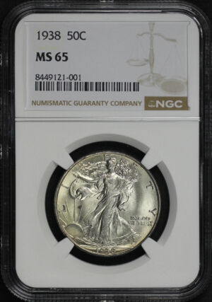 Obverse of this 1938 Walking Liberty Half Dollar NGC MS-65