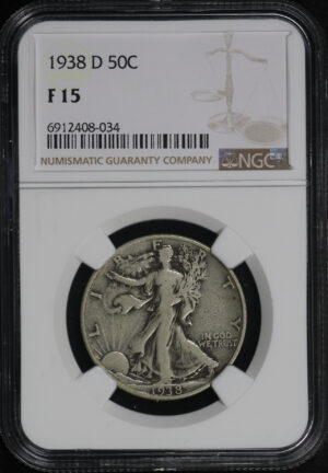 Obverse of this 1938-D Walking Liberty Half Dollar NGC F-15