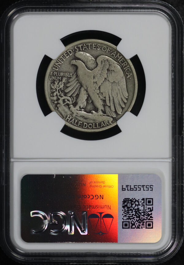 Reverse of this 1938-D Walking Liberty Half Dollar NGC F-15
