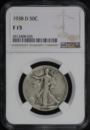 Obverse of this 1938-D Walking Liberty Half Dollar NGC F-15