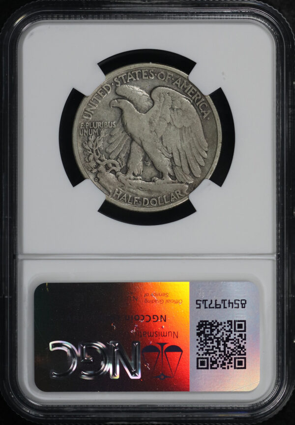 Reverse of this 1938-D Walking Liberty Half Dollar NGC F-15