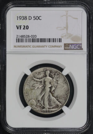 Obverse of this 1938-D Walking Liberty Half Dollar NGC VF-20