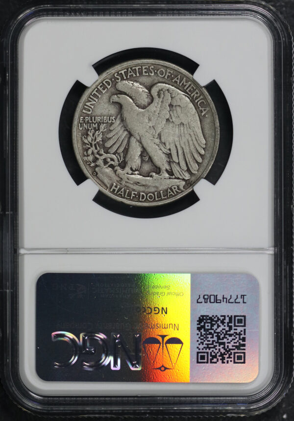 Reverse of this 1938-D Walking Liberty Half Dollar NGC VF-20