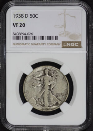 Obverse of this 1938-D Walking Liberty Half Dollar NGC VF-20