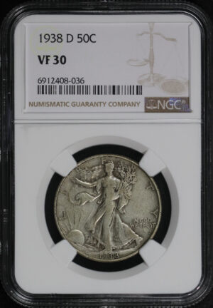 Obverse of this 1938-D Walking Liberty Half Dollar NGC VF-30