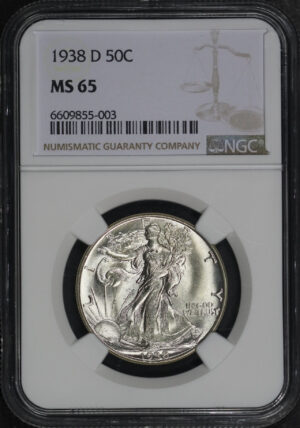 Obverse of this 1938-D Walking Liberty Half Dollar NGC MS-65