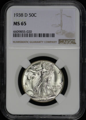 Obverse of this 1938-D Walking Liberty Half Dollar NGC MS-65