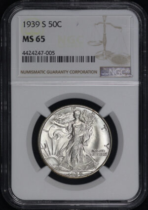 Obverse of this 1939-S Walking Liberty Half Dollar NGC MS-65