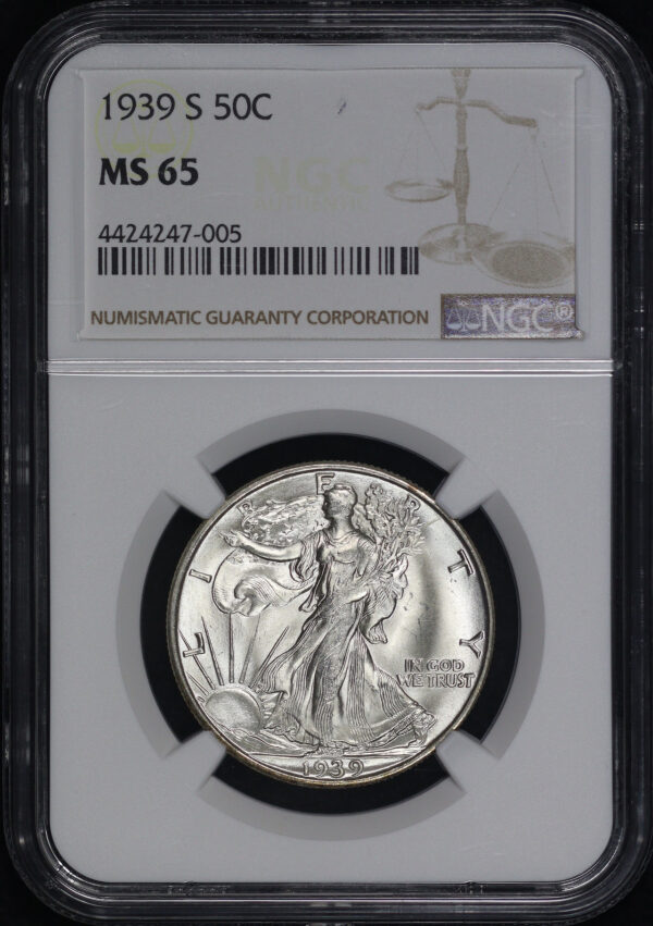 Obverse of this 1939-S Walking Liberty Half Dollar NGC MS-65