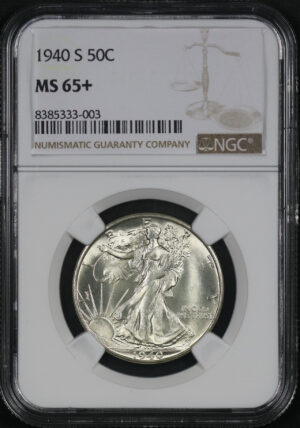 Obverse of this 1940-S Walking Liberty Half Dollar NGC MS-65+