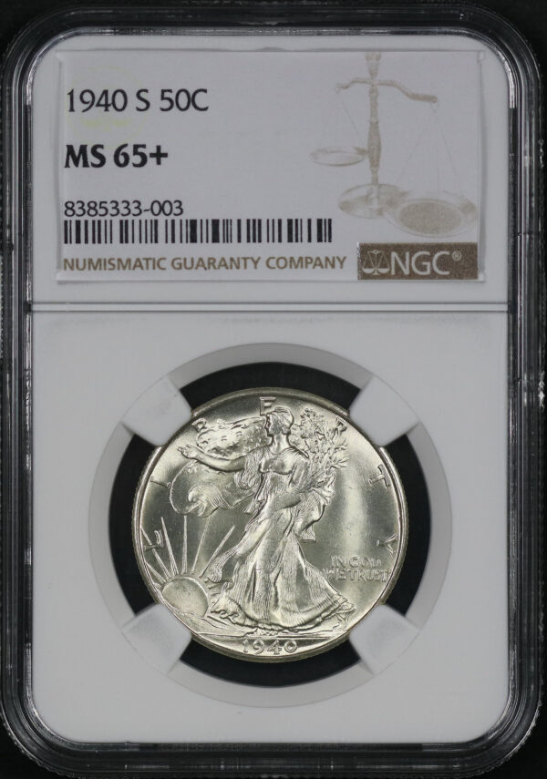Obverse of this 1940-S Walking Liberty Half Dollar NGC MS-65+
