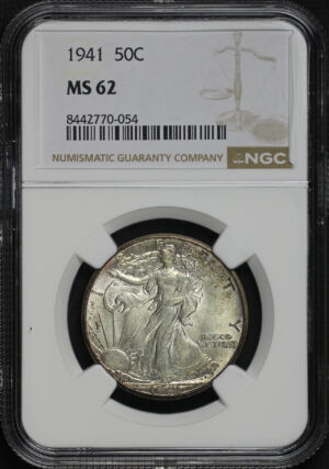 Obverse of this 1941 Walking Liberty Half Dollar NGC MS-62