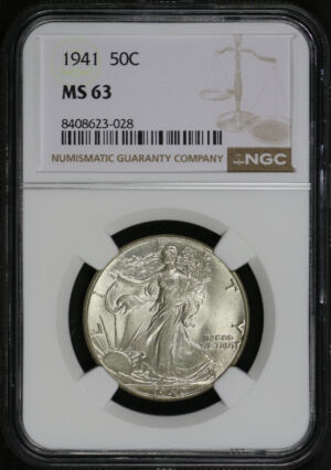 Obverse of this 1941 Walking Liberty Half Dollar NGC MS-63