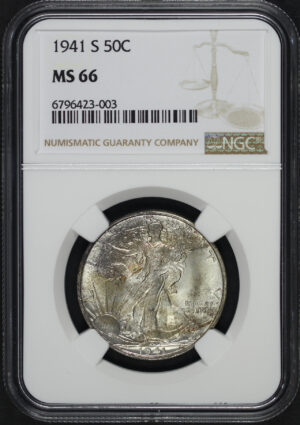 Obverse of this 1941-S Walking Liberty Half Dollar NGC MS-66