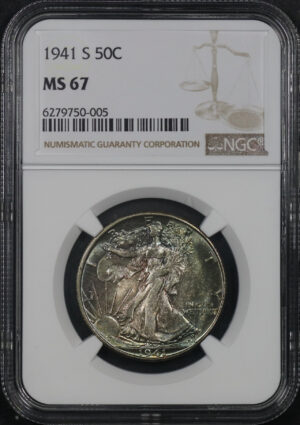 Obverse of this 1941-S Walking Liberty Half Dollar NGC MS-67