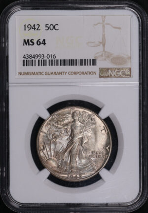 Obverse of this 1942 Walking Liberty Half Dollar NGC MS-64